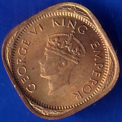 British India 1944 George VI King Half Anna Coin ANH433
