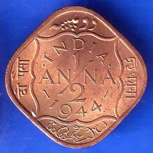 British India 1944 George VI King Half Anna Coin ANH2786
