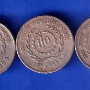 3 Coins Set:- Republic India ILO 3 Different Mints Coin ANH644