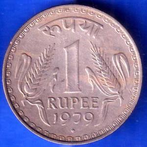 Republic India 1979 One Rupee BOMBAY MINT Coin ANH2131