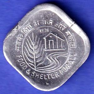 Republic India 1978 HYDERABAD Mint Food And Shelter For All 5 Paisa Coin SK240