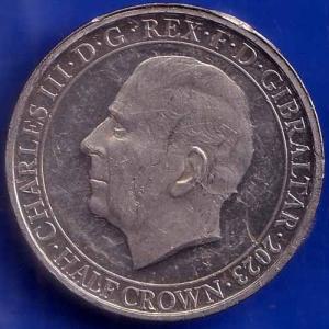 Gibraltar 2023 CHARLES III D.G. REX.F.D. HALF CROWN RARE COIN ANH1431