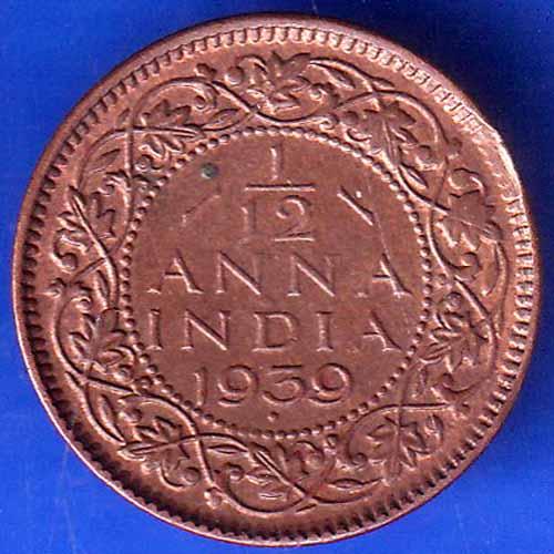 British India 1939 George Vi King Emperor 1/12 ANNA Coin ANH1838