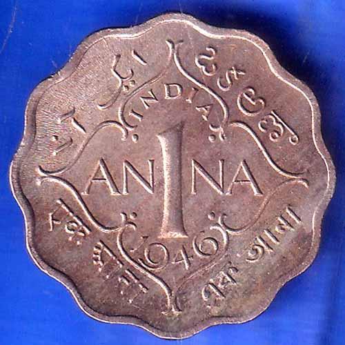 British India 1946 George VI King 1 Anna Coin ANH2581