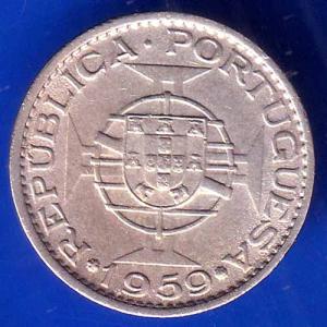 PORTUGUESE INDIA GOA 6 ESCUDO 1959 COIN ANH2787
