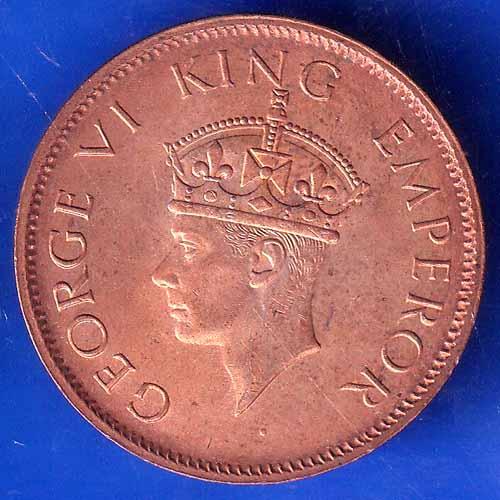 BRITISH INDIA 1942 one quarter anna GEORGE VI COPPER COIN ANH2835
