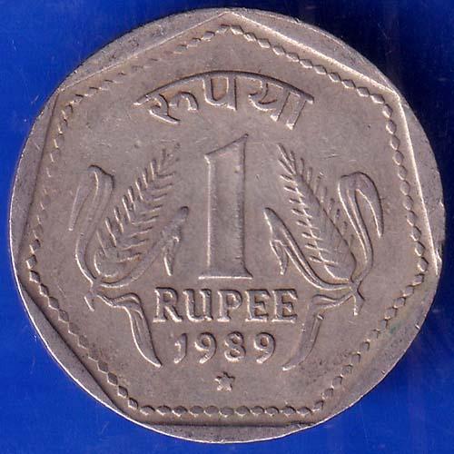 Republic India 1989 Hyderabad Mint One Rupee Coin ANH1036