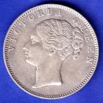 EAST INDIA COMPANY 1840 CONTINIOUS LEGEND VICTORIA QUEEN 1 RUPEE SILVER COIN HSK693