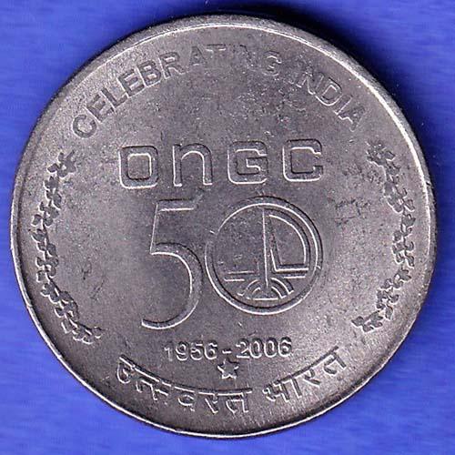 republic india 1956 2006  HYDERABAD MINT ONGC 50 celebrating india 5 rupee coin HSK836