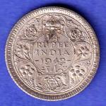 british india 1942 george vi 1/4 rupee silver coin SK242