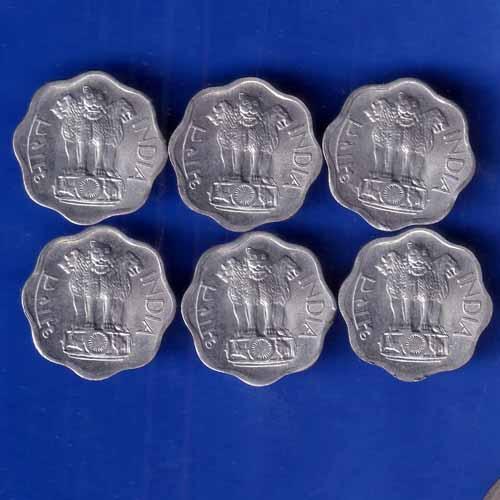 SET OF 6 : REPUBLIC INDIA 1972 TWO PAISA HYDERABAD MINT COINS ANH1585