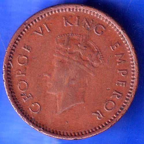 British India 1939 Bombay Mint  George VI King Emperor Half Pice Coin ANH2237