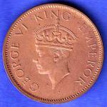 British India 1942 George VI King Emperor One Quarter Anna Copper Coin HSK742