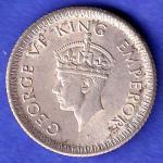 british india 1942 george vi 1/4 rupee silver coin SK242