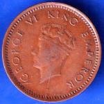 British India 1939 Bombay Mint George VI King Emperor Half Pice Coin ANH2102