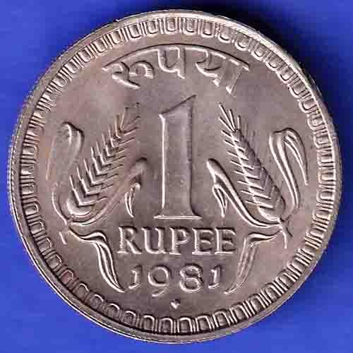 Republic India 1981 One Rupee BOMBAY MINT  Coin HSK103