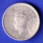 British India 1939 George VI 1/4 Rupee Silver Coin HSK653