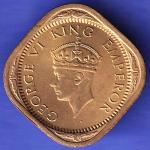 BRITISH INDIA 1942 GEORGE VI 1/2 ANNA RARE COIN SK202