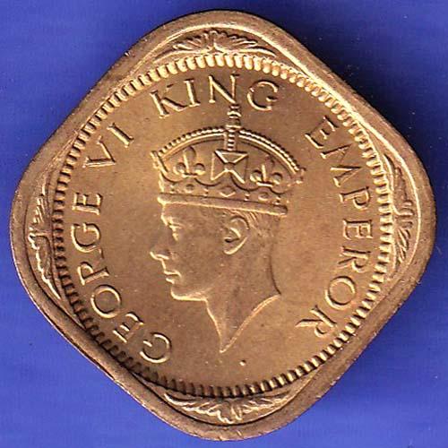 BRITISH INDIA 1942 GEORGE VI 1/2 ANNA RARE COIN SK202