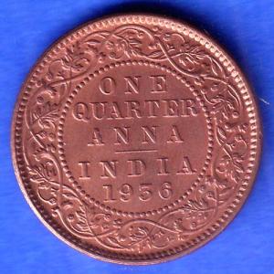 British india 1936 George v one quarter anna copper coin SK904
