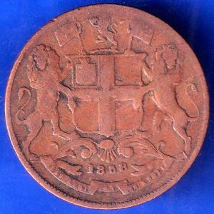 British India 1838 George VI King One Quarter Anna Copper Coin ANH153