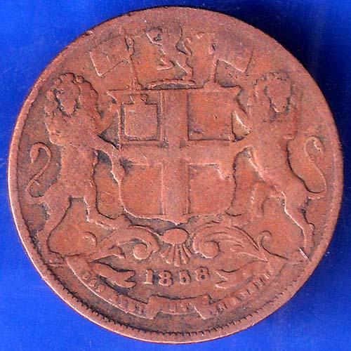 British India 1838 George VI King One Quarter Anna Copper Coin ANH153