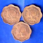 SET OF 3 COINS REPUBLIC INDIA 10 PISA COIN WITH DIFFERENT YEARS ANH2254