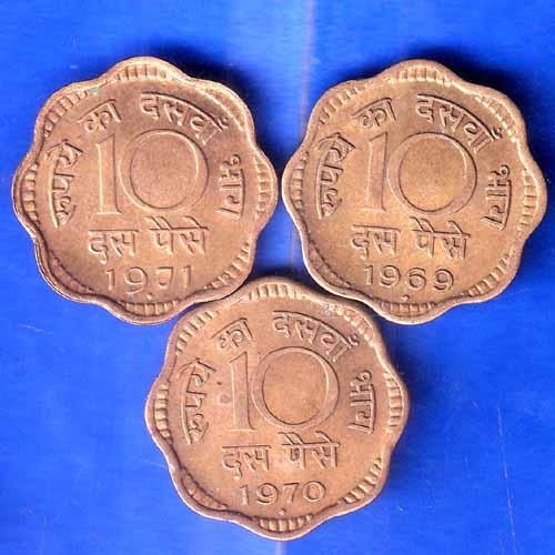 SET OF 3 COINS REPUBLIC INDIA 10 PISA COIN WITH DIFFERENT YEARS ANH2254