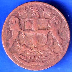 East India Company 1858 One Quarter Anna 180 DEGREE INVERTED AXIS Coin ANH2554