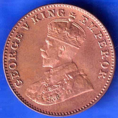 British India 1927 BOMBAY MINT George V One Quarter Anna Coin ANH2603