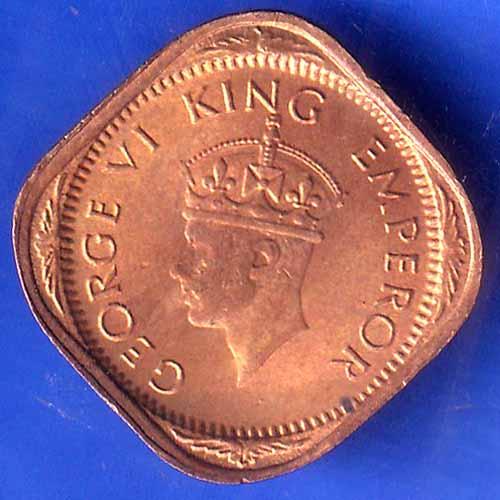 UNC British India 1944 George VI King Half Anna Coin ANH2953