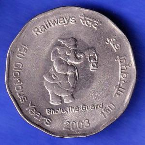 Republic India 2003 HYDERABAD  Mint Bholu The Guard 150 Glorious Years Of Railway 2 Rupee Coin HSK303