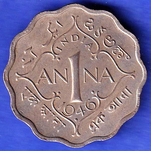british india 1946 george vi one annas coin HSK354