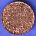 British India 1942 George VI King Emperor One Quarter Anna Copper Coin SK606