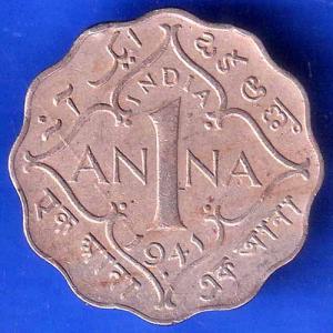 British India 1941 George VI King One Anna Coin ANH2532