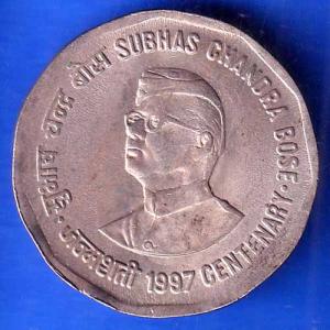 Republic India 1997 Subhas Chandra Bose Centenary 2 Rupee Coin ANH2730