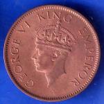 British India 1940 George VI King One Quarter Anna Copper Coin ANH1787