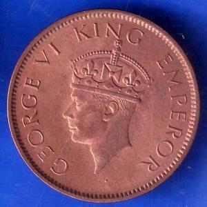 British India 1940 George VI King One Quarter Anna Copper Coin ANH1787