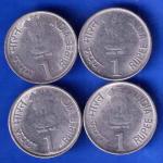 4 COINS SET :- REPUBLIC RESERVE BANK OF INDIA SAME YEAR OF 4 COINS 1935-2010 ONE RUPEE COIN ANH1601