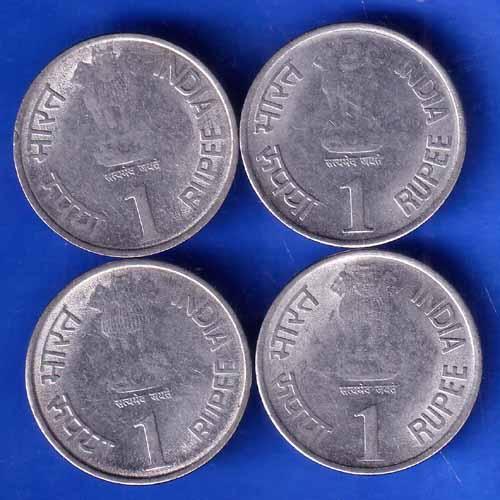 4 COINS SET :- REPUBLIC RESERVE BANK OF INDIA SAME YEAR OF 4 COINS 1935-2010 ONE RUPEE COIN ANH1601