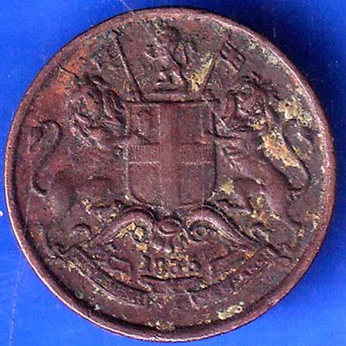 East India Company 1835 1/12 Anna Copper Coin ANH2086