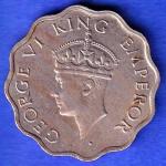British India 1941 George VI Bombay Mint King One Anna Coin ANH3332