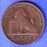 1876 Belgium 2 Centimes Coin HSK890