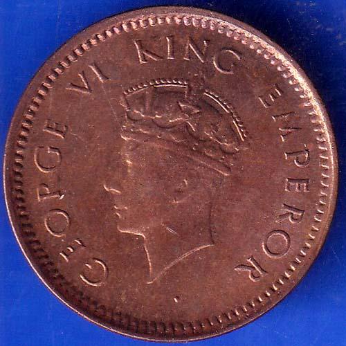 British India 1939 George Vi King Emperor Half Pice Coin ANH686