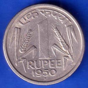 Governnment Of India 1950 Bombay Mint One Rupee Coin ANH2878