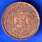 50 Francs - Mohammed V Morocco 1371 (1952) COIN ANH3034
