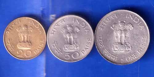 Set of 3 coins republic India 1 rupee, 50 paisa 20 paisa coins ANH2683