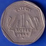 Republic India 1989 Hyderabad Mint One Rupee Coin ANH194