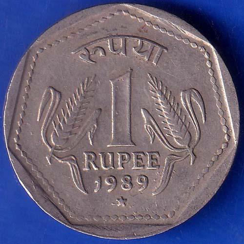 Republic India 1989 Hyderabad Mint One Rupee Coin ANH194