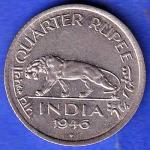 UNC BRITISH INDIA 1946 BOMBAY MINT GEORGE VI KING QUATER RUPEE COIN ANH3336